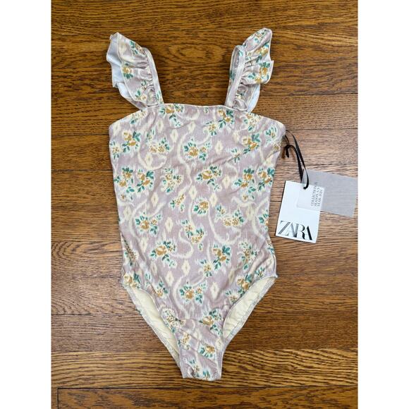 Zara Other - NWT Zara Girls' Purple Floral Swimsuit Size 4-5